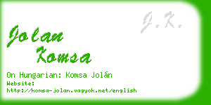 jolan komsa business card